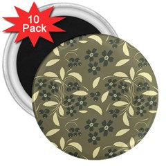 Folk Flowers Art Pattern  3  Magnets (10 Pack)  by Eskimos