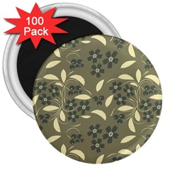 Folk Flowers Art Pattern  3  Magnets (100 Pack) by Eskimos