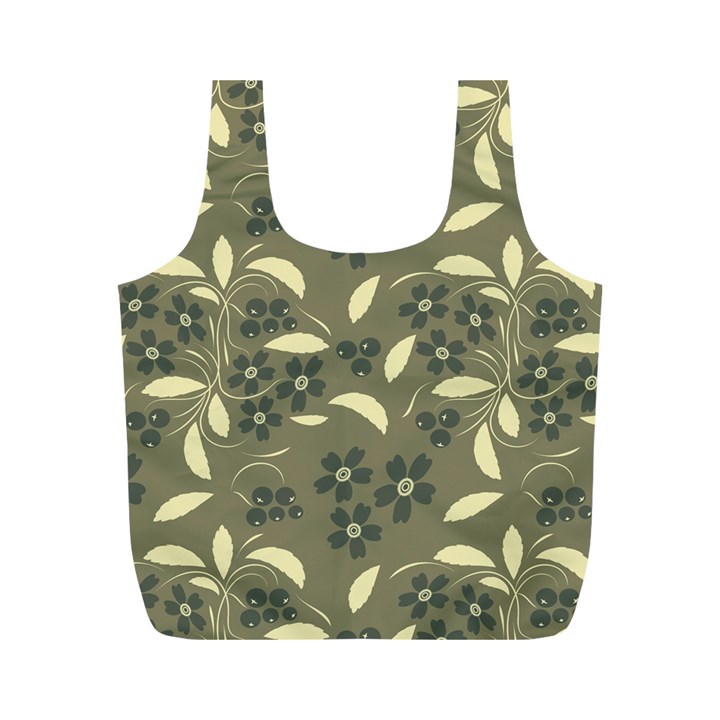 Folk flowers art pattern  Full Print Recycle Bag (M)