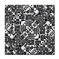 Black And White Geometric Print Tile Coaster by dflcprintsclothing