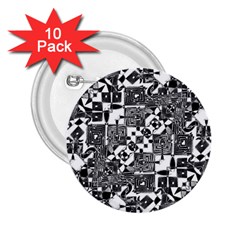 Black And White Geometric Print 2 25  Buttons (10 Pack)  by dflcprintsclothing