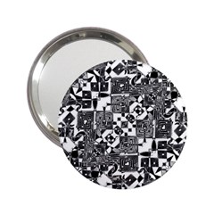 Black And White Geometric Print 2 25  Handbag Mirrors by dflcprintsclothing