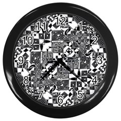 Black And White Geometric Print Wall Clock (black) by dflcprintsclothing