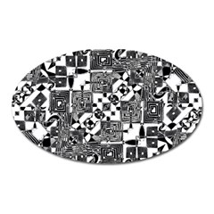 Black And White Geometric Print Oval Magnet