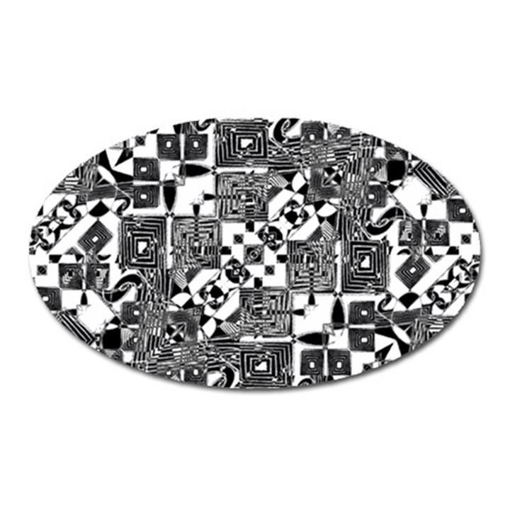 Black And White Geometric Print Oval Magnet