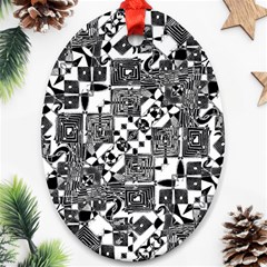 Black And White Geometric Print Oval Ornament (two Sides) by dflcprintsclothing