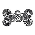 Black And White Geometric Print Dog Tag Bone (Two Sides) Front