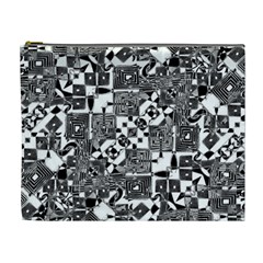 Black And White Geometric Print Cosmetic Bag (xl) by dflcprintsclothing