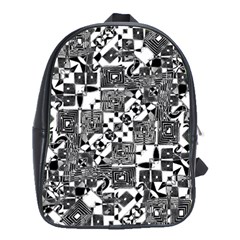 Black And White Geometric Print School Bag (large) by dflcprintsclothing