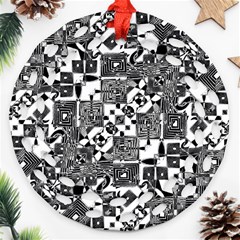 Black And White Geometric Print Ornament (round Filigree) by dflcprintsclothing