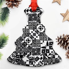 Black And White Geometric Print Ornament (christmas Tree)  by dflcprintsclothing