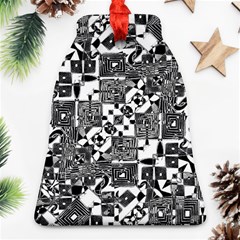 Black And White Geometric Print Ornament (bell) by dflcprintsclothing