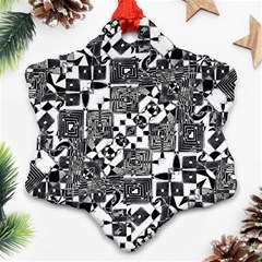 Black And White Geometric Print Snowflake Ornament (two Sides) by dflcprintsclothing