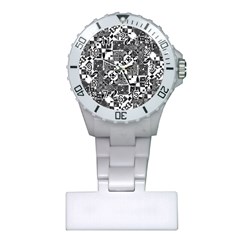 Black And White Geometric Print Plastic Nurses Watch by dflcprintsclothing