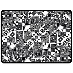 Black And White Geometric Print Double Sided Fleece Blanket (large)  by dflcprintsclothing