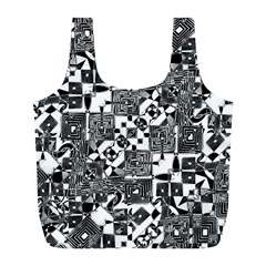 Black And White Geometric Print Full Print Recycle Bag (l) by dflcprintsclothing