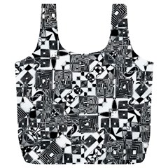 Black And White Geometric Print Full Print Recycle Bag (xl) by dflcprintsclothing