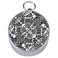 Black And White Geometric Print Silver Compasses