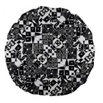 Black And White Geometric Print Large 18  Premium Flano Round Cushions Front