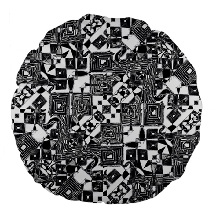 Black And White Geometric Print Large 18  Premium Flano Round Cushions