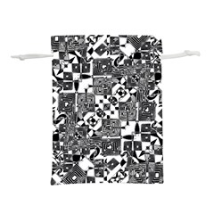 Black And White Geometric Print Lightweight Drawstring Pouch (l)