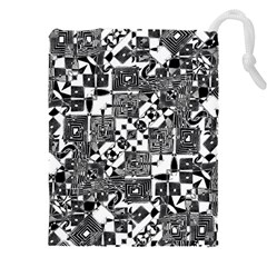 Black And White Geometric Print Drawstring Pouch (4xl) by dflcprintsclothing