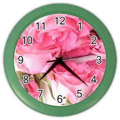 Magenta Bouquet Color Wall Clock by kaleidomarblingart