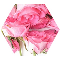 Magenta Bouquet Wooden Puzzle Hexagon by kaleidomarblingart