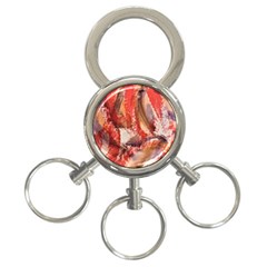 Abstract Red Petals 3-ring Key Chain by kaleidomarblingart