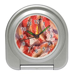 Abstract Red Petals Travel Alarm Clock by kaleidomarblingart