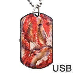 Abstract Red Petals Dog Tag Usb Flash (one Side) by kaleidomarblingart