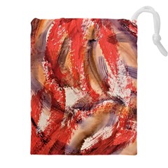 Abstract Red Petals Drawstring Pouch (4xl) by kaleidomarblingart