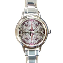 White Burgundy Repeats Round Italian Charm Watch by kaleidomarblingart