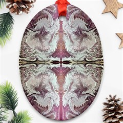 White Burgundy Repeats Ornament (oval) by kaleidomarblingart