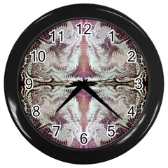 White Burgundy Repeats Wall Clock (black) by kaleidomarblingart