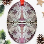 White Burgundy Repeats Oval Ornament (Two Sides) Front