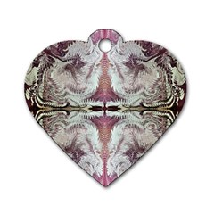 White Burgundy Repeats Dog Tag Heart (one Side) by kaleidomarblingart