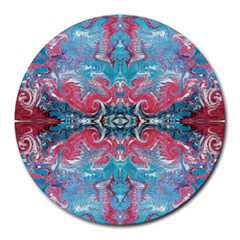 Turquoise Arabesque Repeats Round Mousepads by kaleidomarblingart