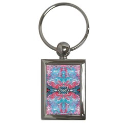 Turquoise Arabesque Repeats Key Chain (rectangle) by kaleidomarblingart