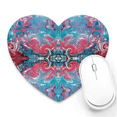 Turquoise Arabesque Repeats Heart Mousepads by kaleidomarblingart