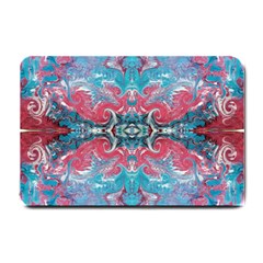 Turquoise Arabesque Repeats Small Doormat  by kaleidomarblingart