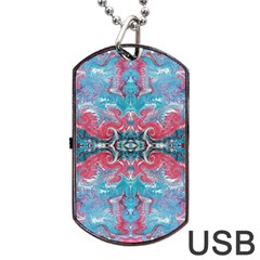 Turquoise Arabesque Repeats Dog Tag Usb Flash (two Sides) by kaleidomarblingart