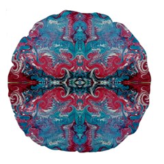 Turquoise Arabesque Repeats Large 18  Premium Round Cushions