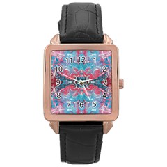 Turquoise Arabesque Repeats Rose Gold Leather Watch 