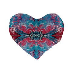 Turquoise Arabesque Repeats Standard 16  Premium Flano Heart Shape Cushions by kaleidomarblingart