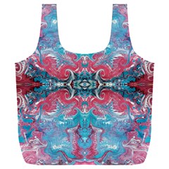 Turquoise Arabesque Repeats Full Print Recycle Bag (xxl) by kaleidomarblingart