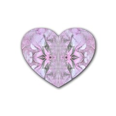 Pastels Symmetry Rubber Coaster (heart)  by kaleidomarblingart