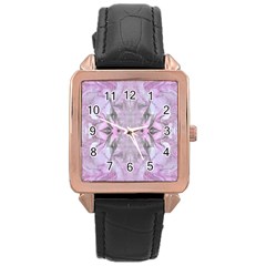 Pastels Symmetry Rose Gold Leather Watch  by kaleidomarblingart