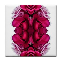 Diagonal Magenta Bouquet Tile Coaster by kaleidomarblingart