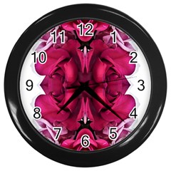 Diagonal Magenta Bouquet Wall Clock (black) by kaleidomarblingart